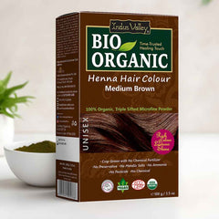 Bio Organic Medium Brown Henna Hair Colour – 100% Natural, Chemical-Free for Vibrant Colour (100gm)