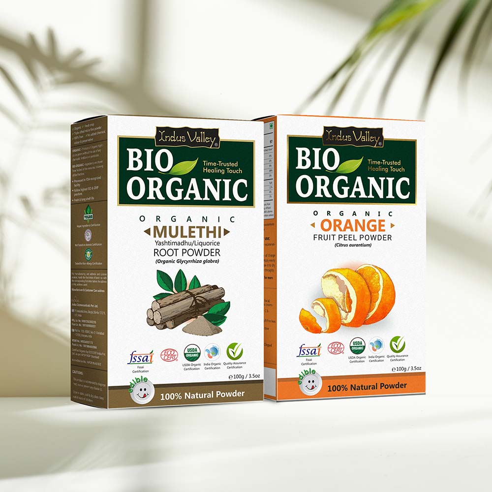 Organic & Natural Mulethi Root Powder and Orange Peel Powder