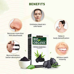 Bio Organic Activated Wood Charcoal Powder for Face - 100% Natural & Pure