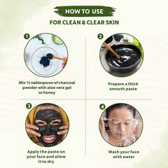 Bio Organic Activated Wood Charcoal Powder for Face - 100% Natural & Pure