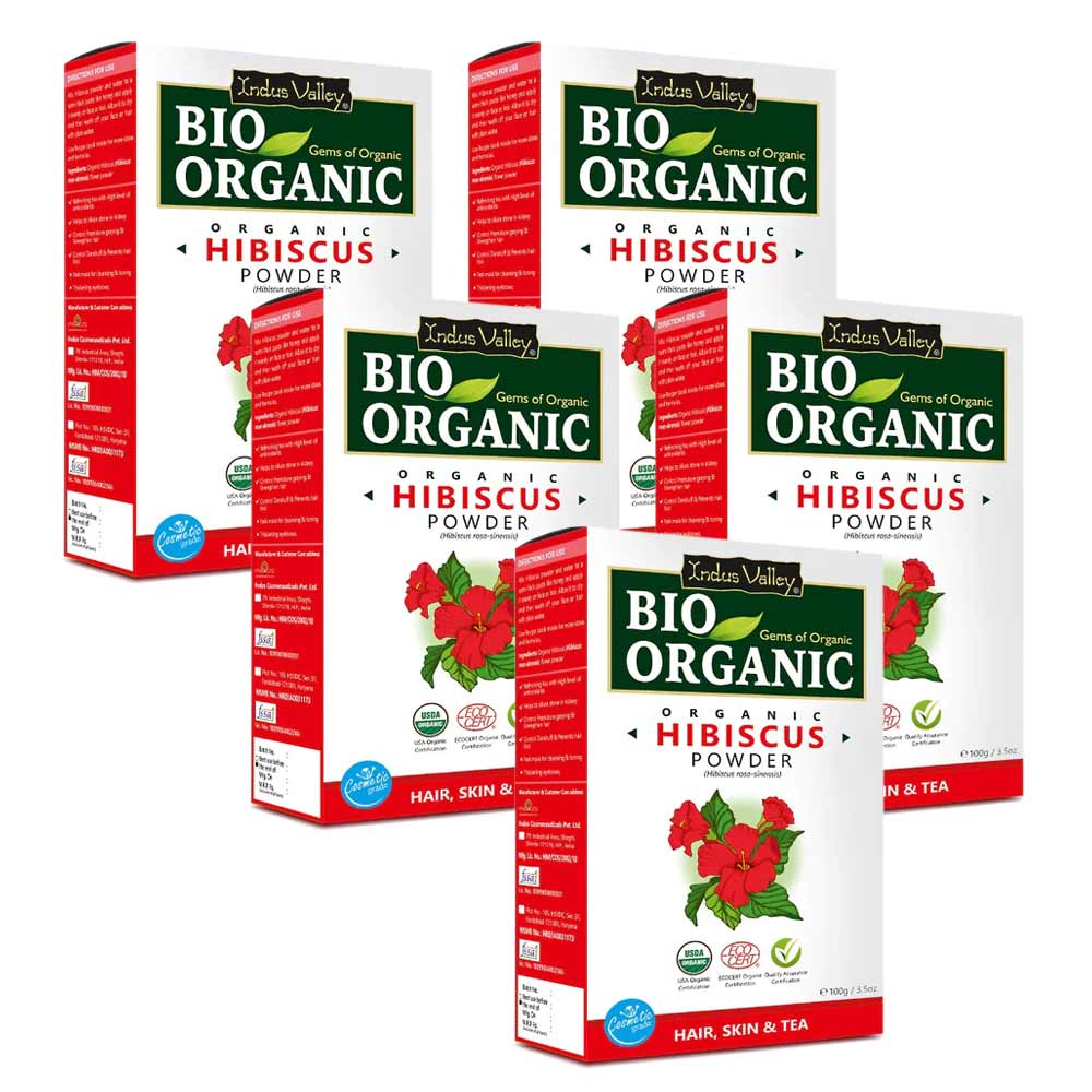 Bio Organic Hibiscus Powder for Hair, Skin - Pack of 5