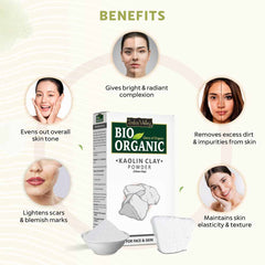 Bio Organic Kaolin Clay Powder for Face & Skin - 100% Natural & Pure