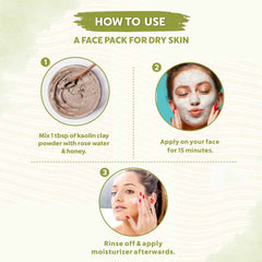 Bio Organic Kaolin Clay Powder for Face & Skin - 100% Natural & Pure