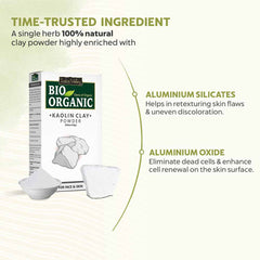 Bio Organic Kaolin Clay Powder for Face & Skin - 100% Natural & Pure