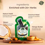 Ready-to-Apply Ubtan for Skin Brightening with Kasturi Haldi, Coconut Malai, Mango Butter, and Besan - 150gm