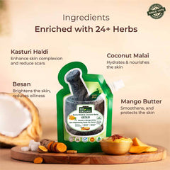 Ready-to-Apply Ubtan for Skin Brightening with Kasturi Haldi, Coconut Malai, Mango Butter, and Besan - 150gm