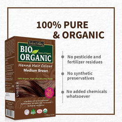 Bio Organic Medium Brown Henna Hair Colour – 100% Natural, Chemical-Free for Vibrant Colour (100gm)