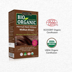 Bio Organic Medium Brown Henna Hair Colour – 100% Natural, Chemical-Free for Vibrant Colour (100gm)