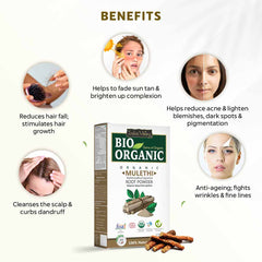 Bio Organic Mulethi Powder (Licorice Root) for Hair & Skin - 100% Natural & Pure (100g)