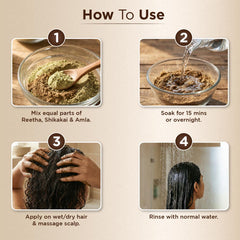 Bio Organic Natural Shampoo & Conditioner Combo for Scalp Care & Shine (Amla, Reetha & Shikakai Powder) - 100% Natural & Pure