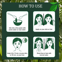 Bio Organic Neem Leaf Powder for Face & Hair - 100% Natural & Pure