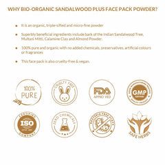 Bio Organic Sandalwood Face Pack Powder for Glowing Skin - 100% Natural & Pure