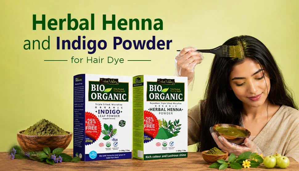 Bio Organic Herbal Henna and Indigo Powder For Hair Dye