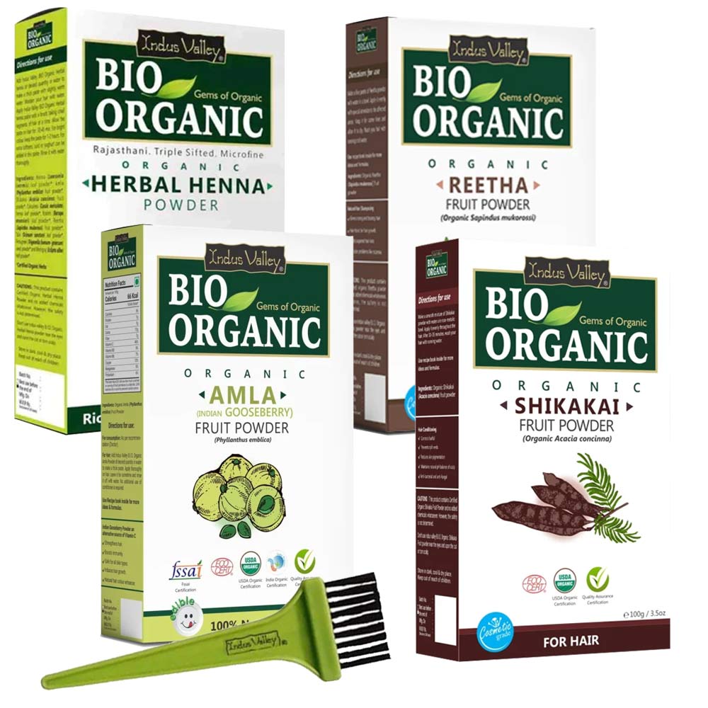 Bio Organic Herbal Henna Powder, Amla Fruit Powder, Shikakai Fruit Powder & Reetha Fruit Powder