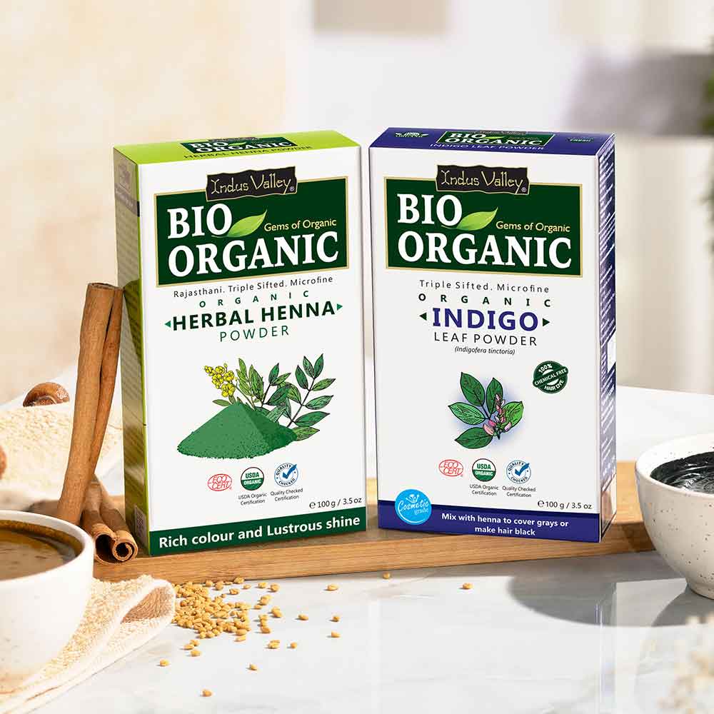 herbal henna and indigo powder for black hair