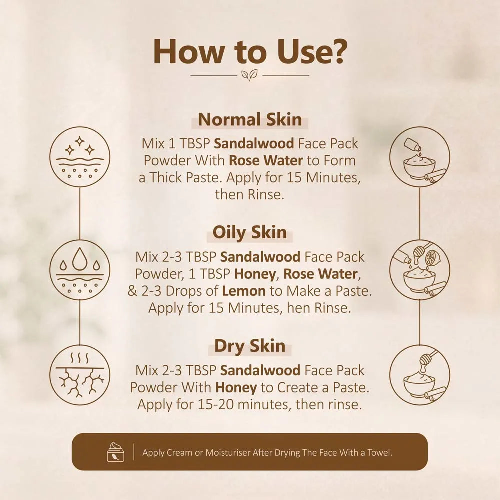 Bio Organic Sandalwood Face Pack Powder for Glowing Skin – 100% Pure Natural Chandan Powder