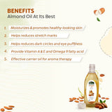 Bio Organic Sweet Almond Oil for Hair & Skin – 100% Pure Cold Pressed Oil for Moisturizing, Hair Growth & Glowing Skin (No Chemicals)