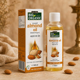 Bio Organic Sweet Almond Oil for Healthy Hair and Glowing Skin - 100% Natural & Pure