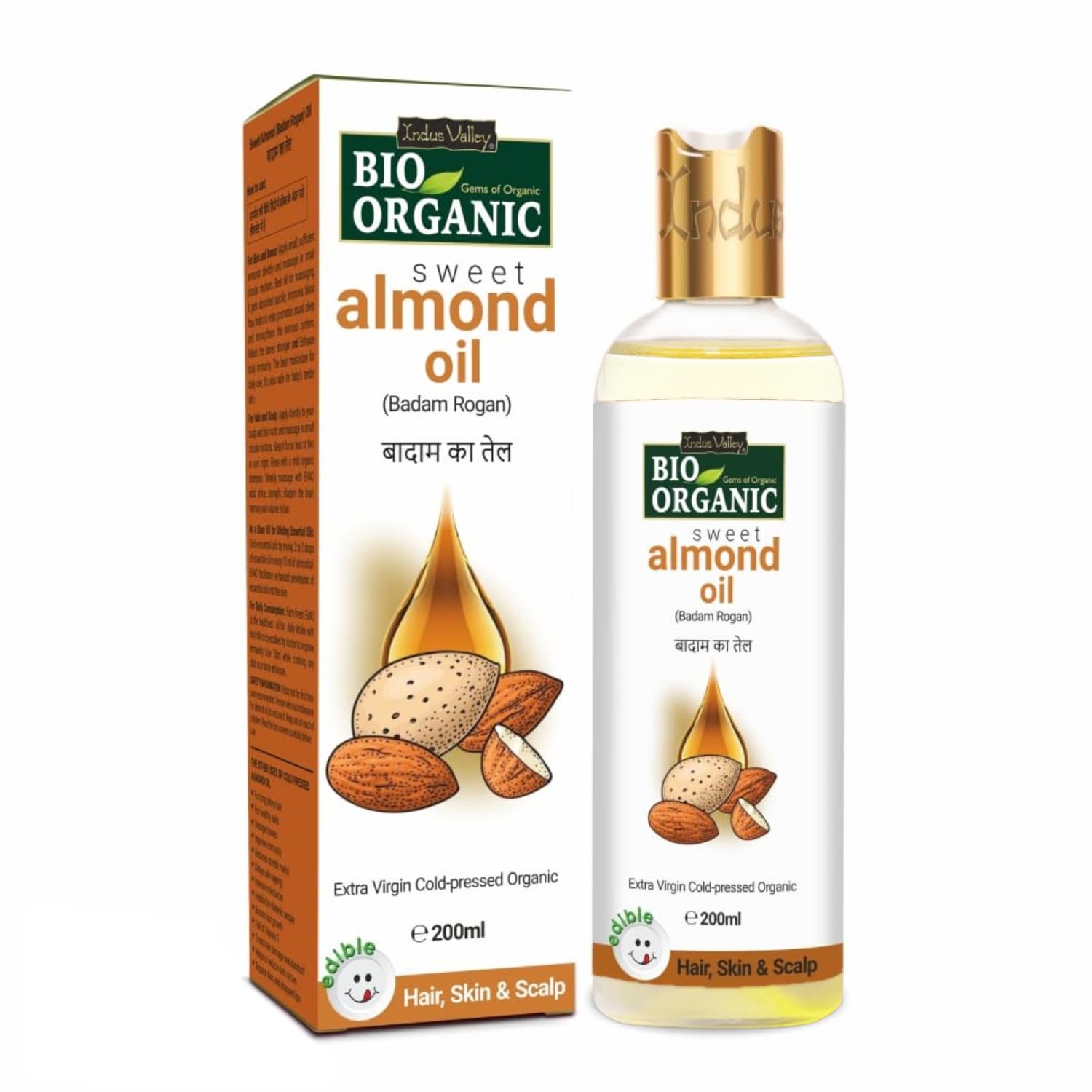 Bio Organic Sweet Almond Oil for Hair and Skin - 100% Natural & Pure for Healthy Hair and Glowing Skin