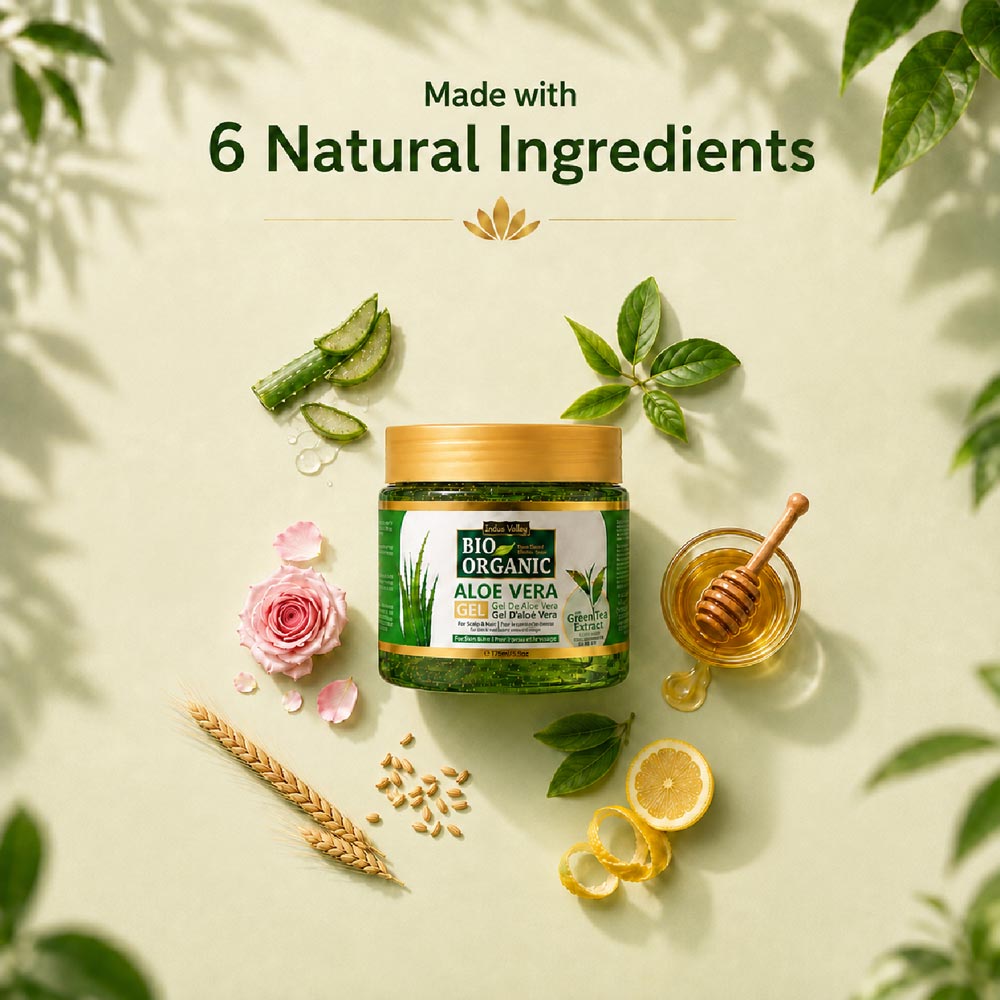 100% Pure Bio Organic Aloe Vera Gel for Face, Hair & Skin – Hydrating & Soothing Gel