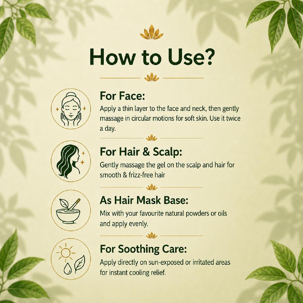 100% Pure Bio Organic Aloe Vera Gel for Face, Hair & Skin – Hydrating & Soothing Gel