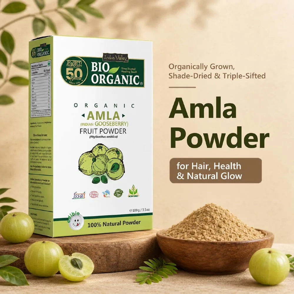 100% Organic Amla Fruit Powder (Indian Gooseberry) for Hair Growth, Skin Glow & Immunity Boost - 100g