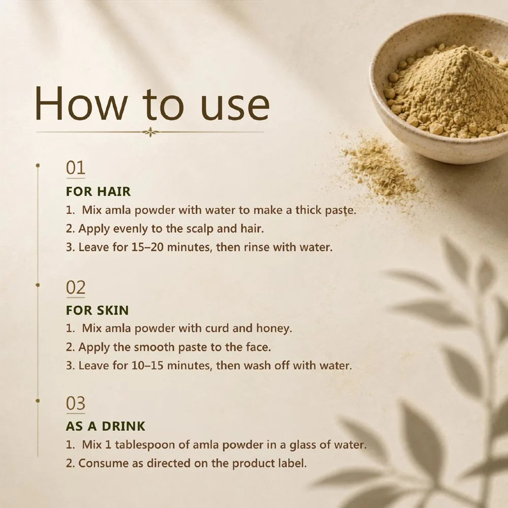 100% Organic Amla Fruit Powder (Indian Gooseberry) for Hair Growth, Skin Glow & Immunity Boost - 100g