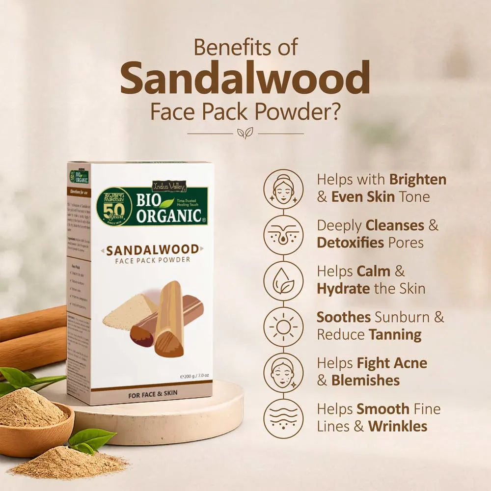 Bio Organic Sandalwood Face Pack Powder for Glowing Skin – 100% Pure Natural Chandan Powder