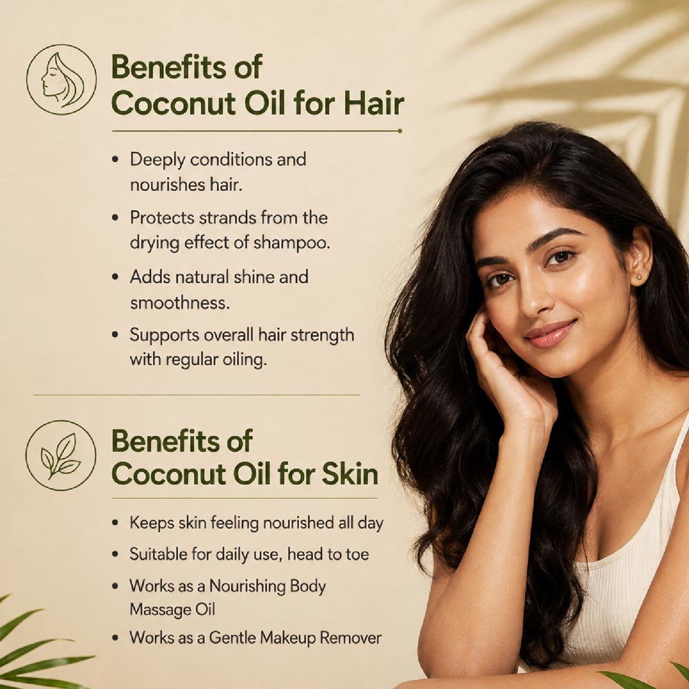 Bio Organic Extra Virgin Coconut Oil for Hair and Skin - 100% Natural & Pure