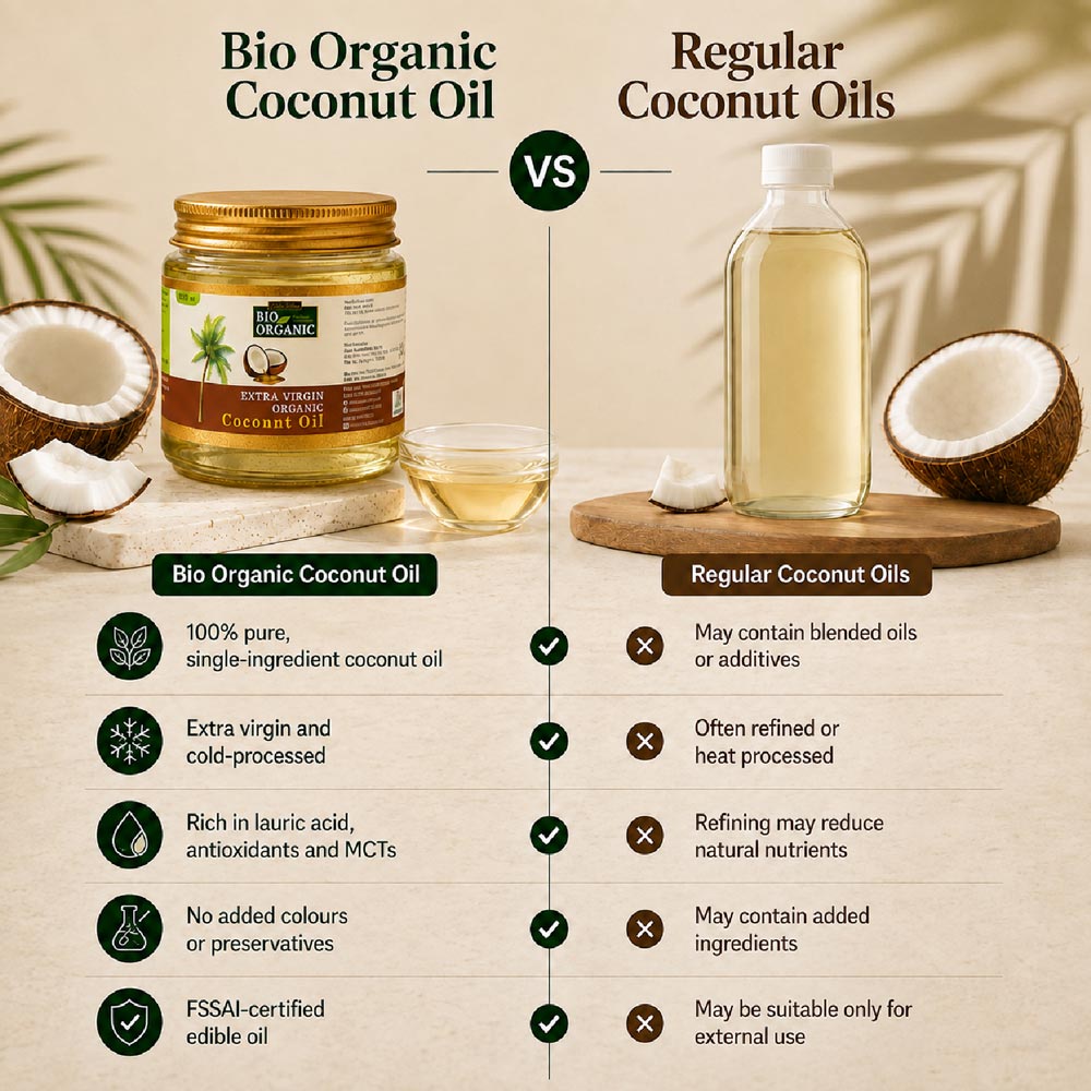 Bio Organic Extra Virgin Coconut Oil for Hair and Skin - 100% Natural & Pure
