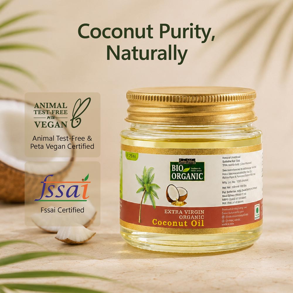 Bio Organic Extra Virgin Coconut Oil for Hair and Skin - 100% Natural & Pure