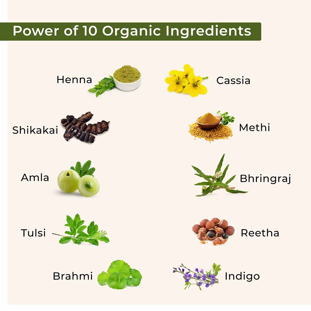 herbal henna and indigo powder organic ingredients