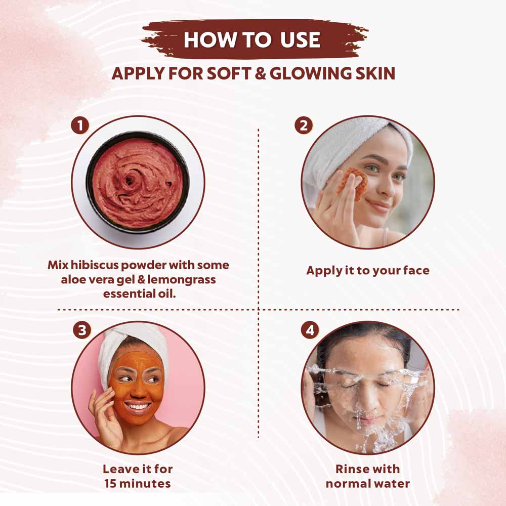 Organic Hibiscus Flower Fruit - How to Use for Apply for Soft & Glowing Skin