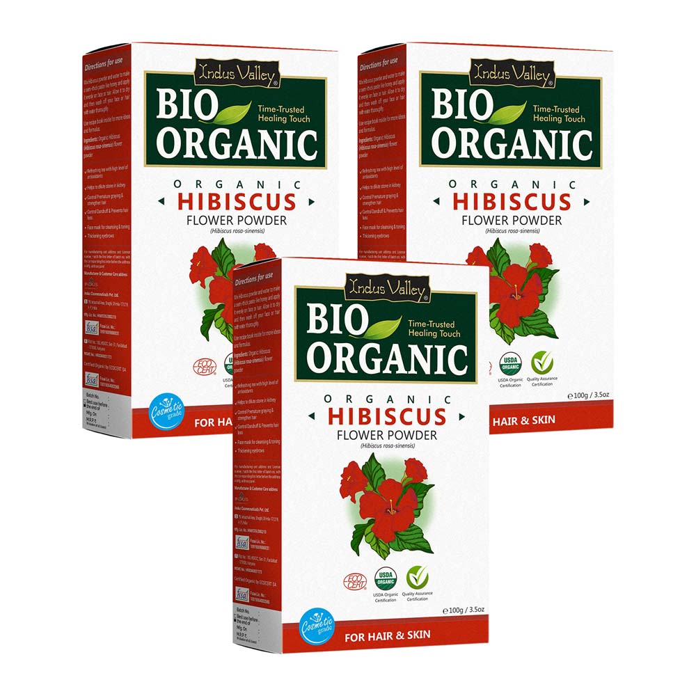 100% Pure Bio Organic Hibiscus Flower Powder for Hair Growth & Skin Care – Natural & Organic