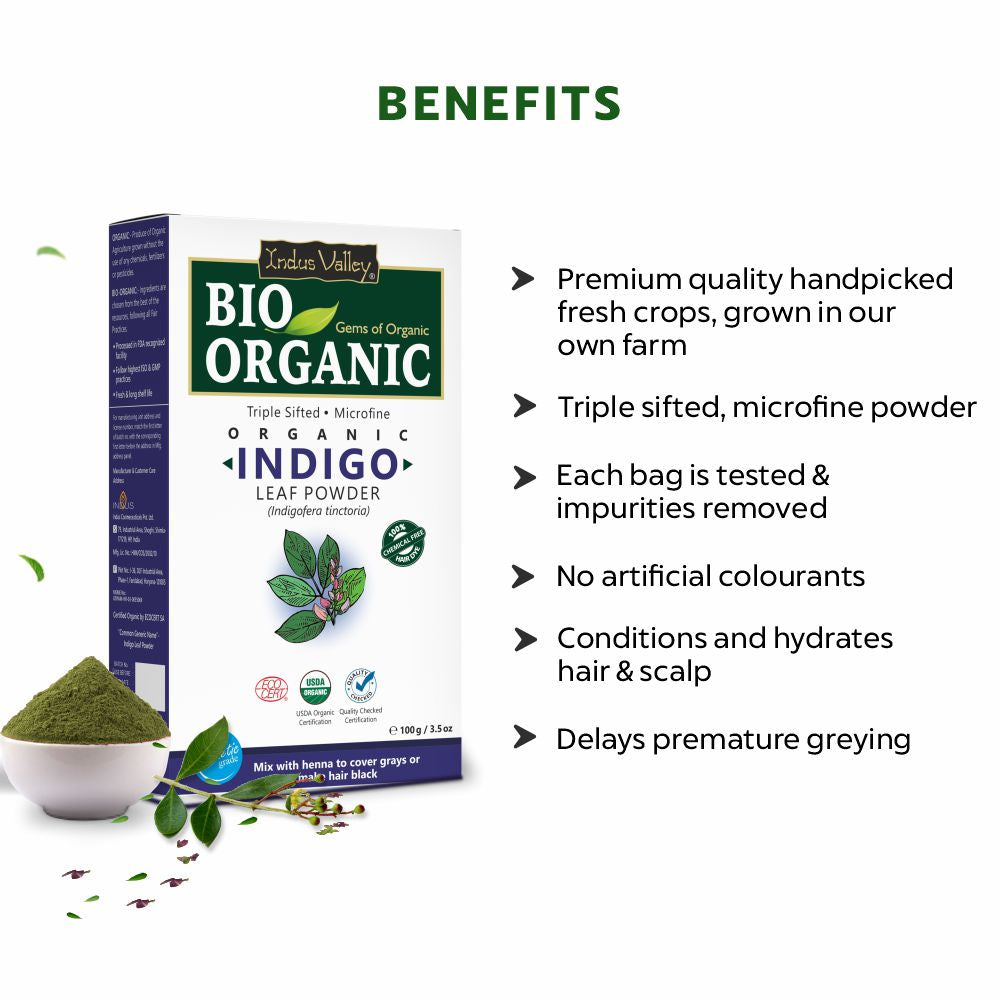 Organic & Pure Indigo Leaf Powder Benefits for Hair 