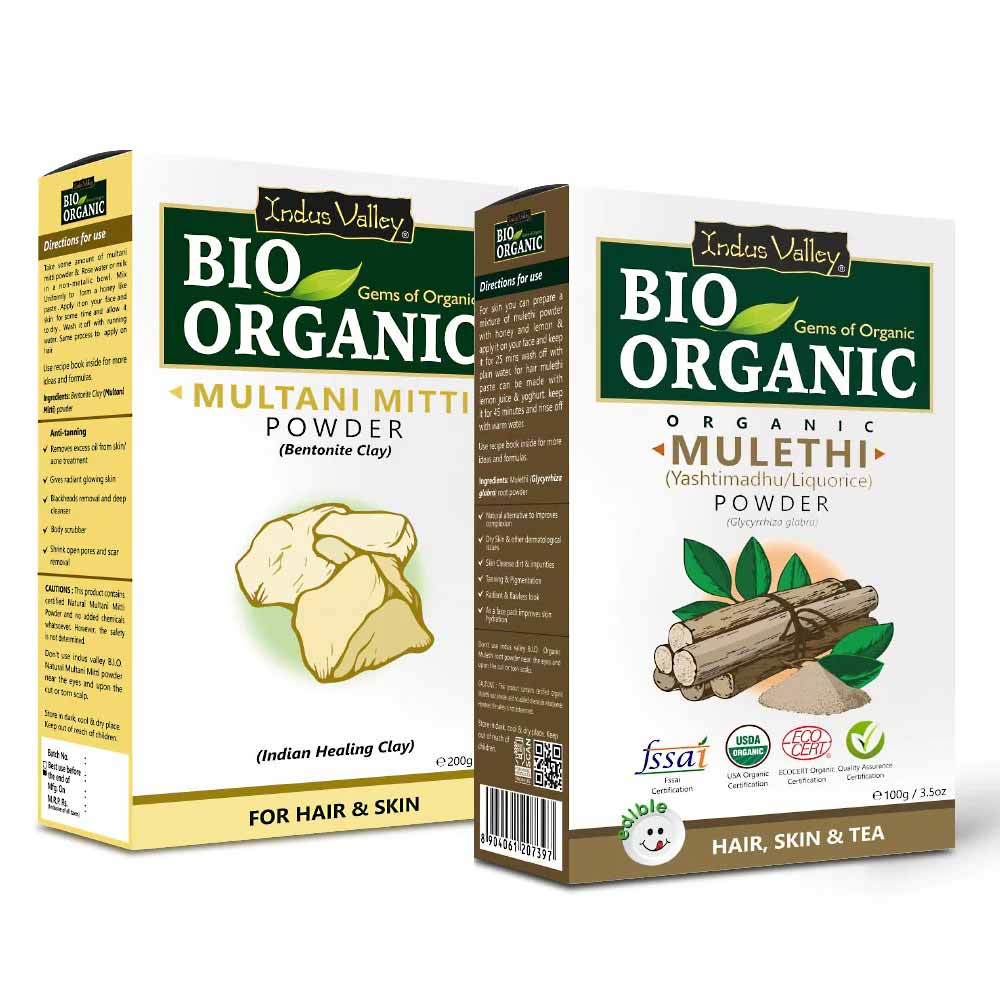 Organic & Pure Multani Mitti Powder and Organic Mulethi Powder