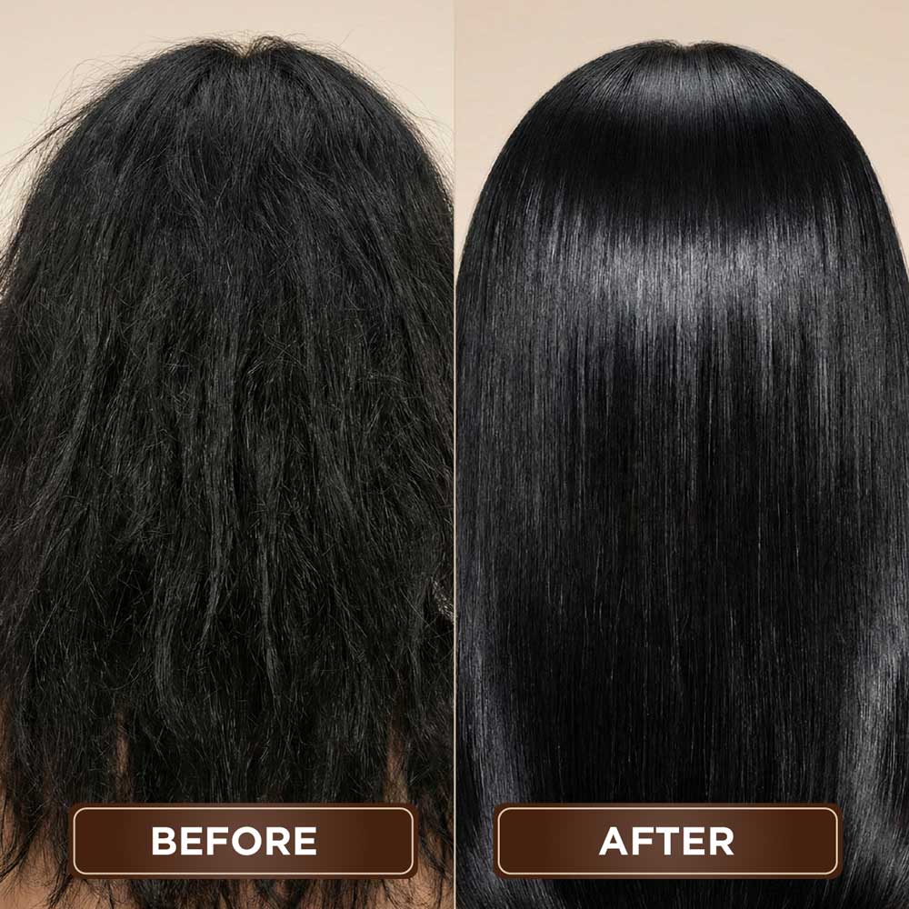 Before and after result apply amla, reetha and shikakai powder