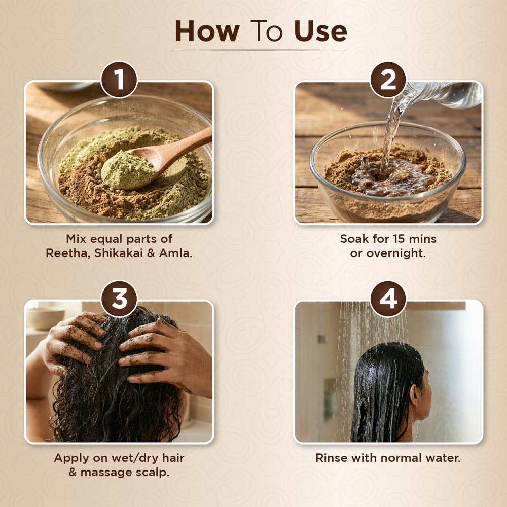 How to Use - Amla Powder, Reetha Powder, Shikakai Powder