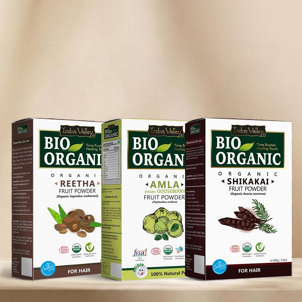 Bio Organic Natural Shampoo & Conditioner Combo for Scalp Care & Shine (Amla, Reetha & Shikakai Powder) - 100% Natural & Pure