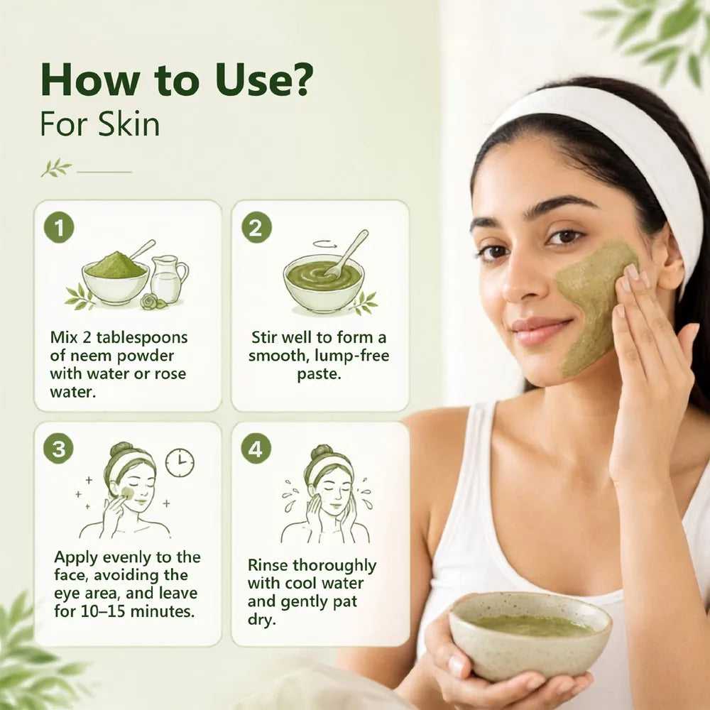Bio Organic Neem Leaf Powder – 100% Natural & Pure for Healthy Skin and Hair
