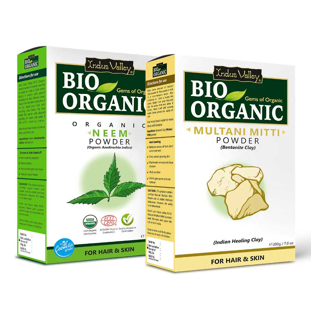 Organic & Pure Neem Leaf Powder and Multani Mitti Powder