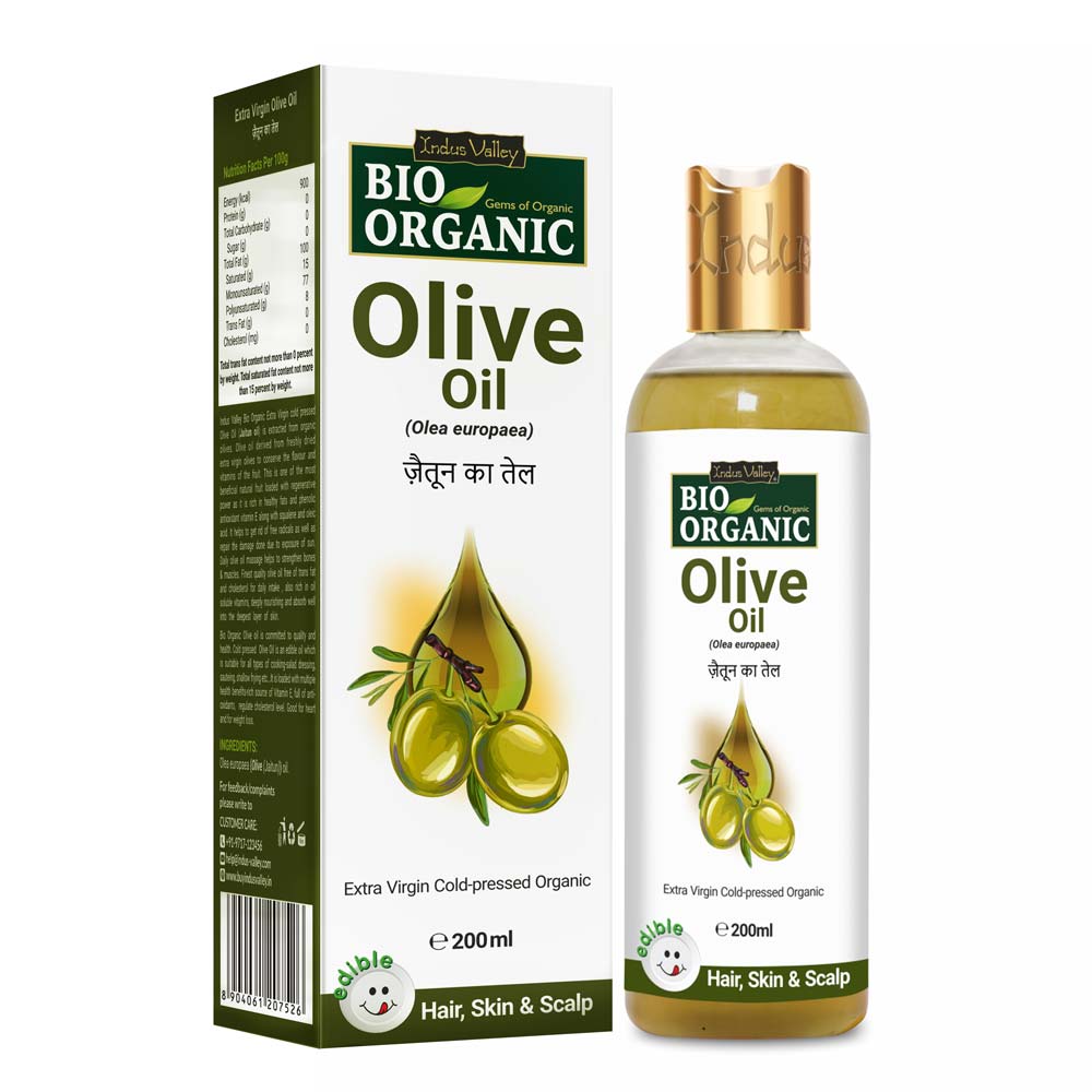 Bio Organic Extra Virgin Olive Oil for Hair & Skin - 100% Natural & Pure for Soft, Healthy Hair & Glowing Skin