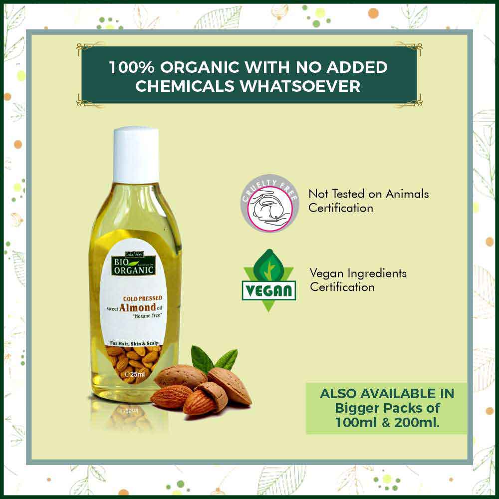 Cold Pressed Sweet Almond Oil - 100% Organic with No Added Chemicals