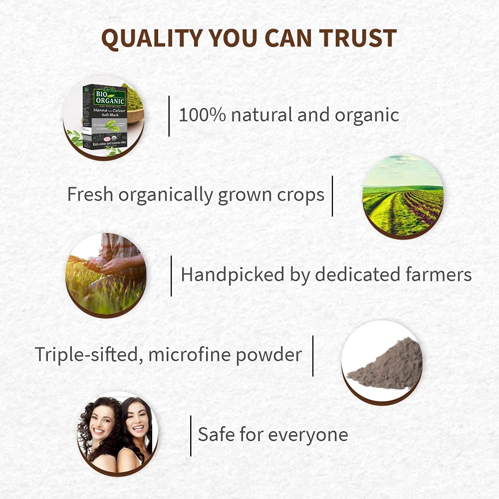 Bio Organic Soft Black Henna Hair Colour - 100gm