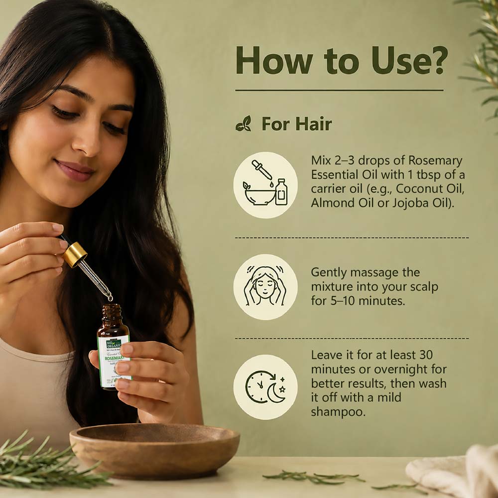 Pure & Organic Rosemary Essential Oil – 100% Natural for Hair Growth & Scalp Health (15ml)