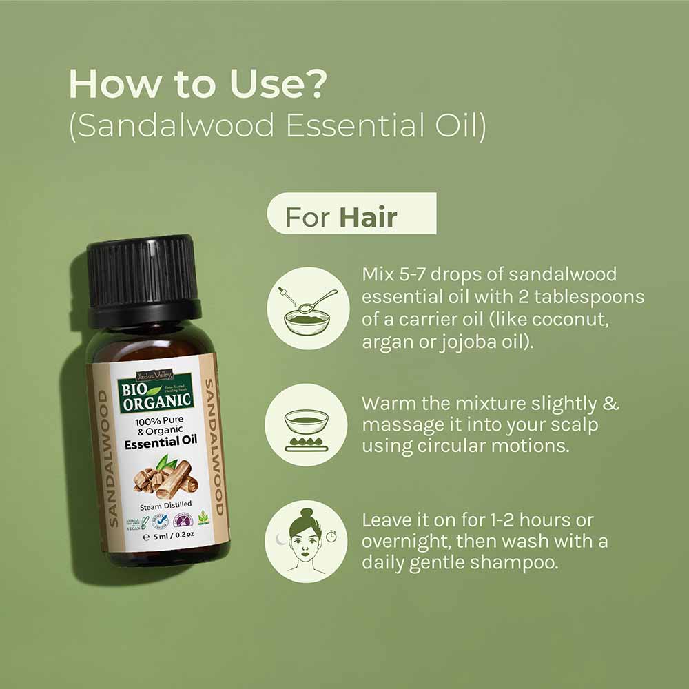 Pure & Organic Sandalwood Essential Oil how to use for hair