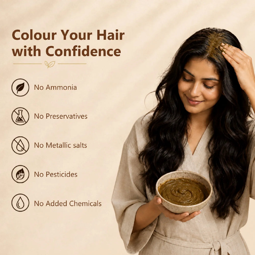 Colour your hair with confidence with henna hair colour - soft black