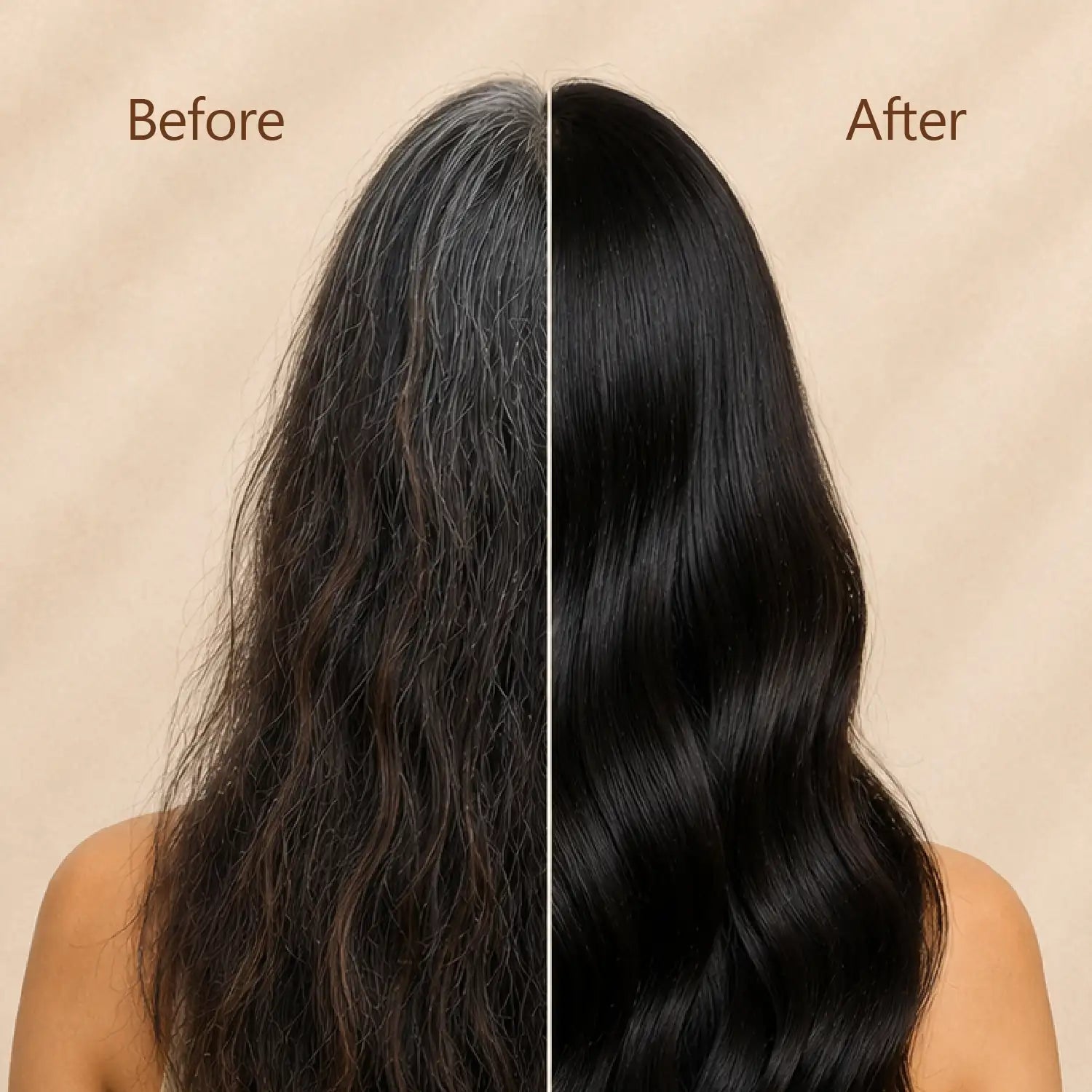 soft black henna hair colour - before/after