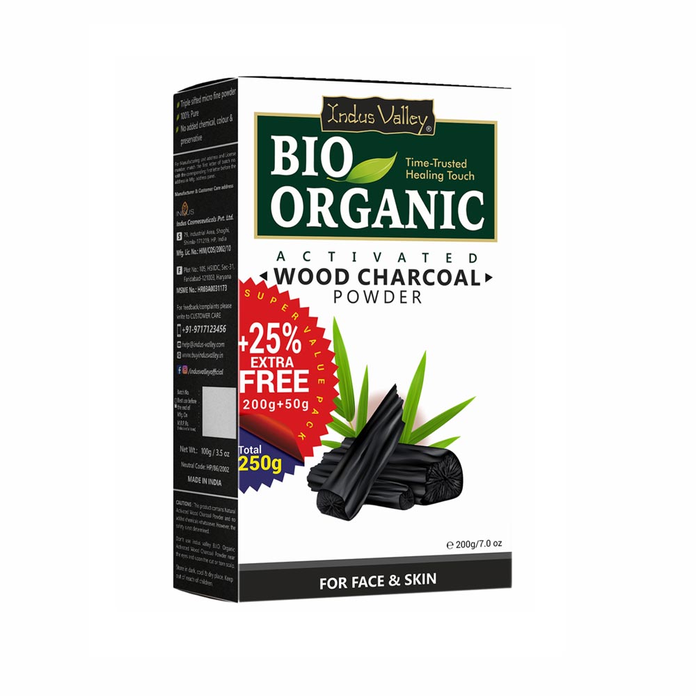 Bio Organic Activated Wood Charcoal Powder for Face - 100% Natural & Pure